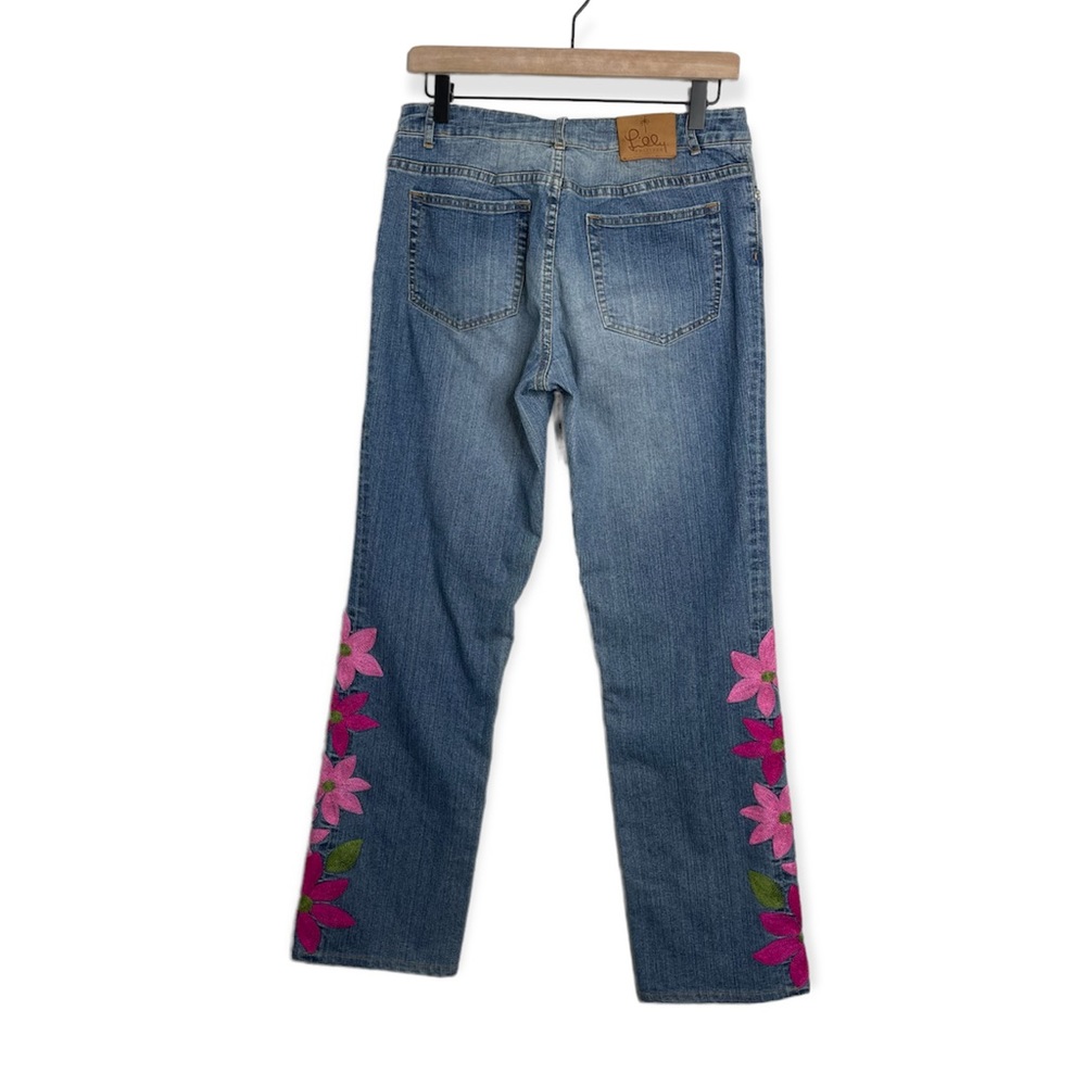Vintage Lilly Pulitzer Y2K Funky Floral Embroidered Straight Jeans Size 6 - Picture 2 of 16